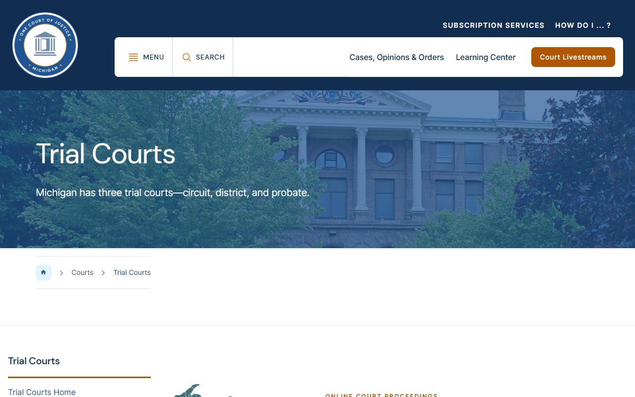 Branch County court dockets within the Michigan trial courts system