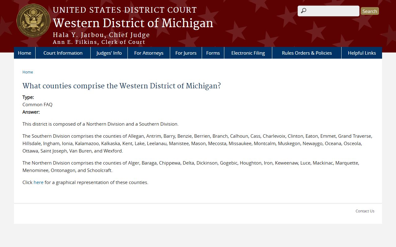 Branch County criminal court records and the Western District of Michigan county map