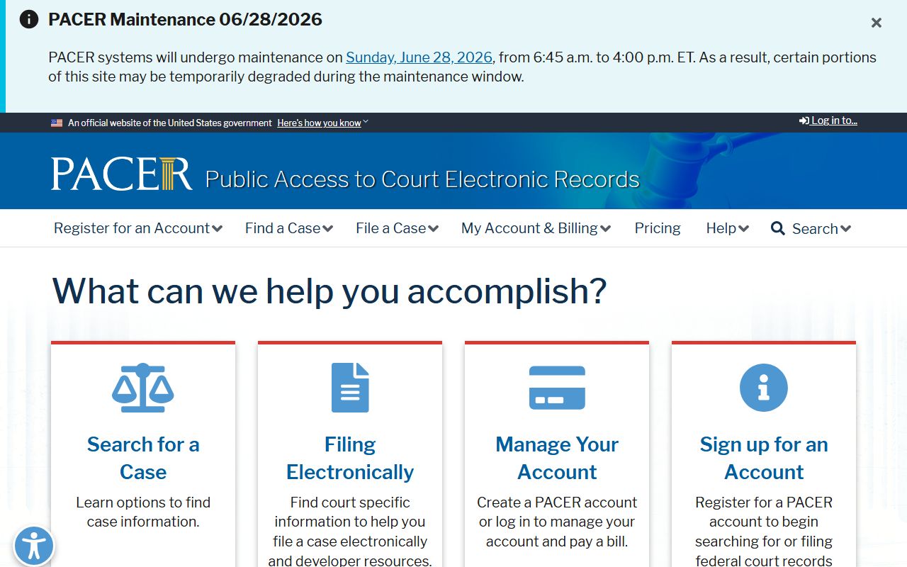 Branch County criminal court records federal lookup through the PACER public access portal